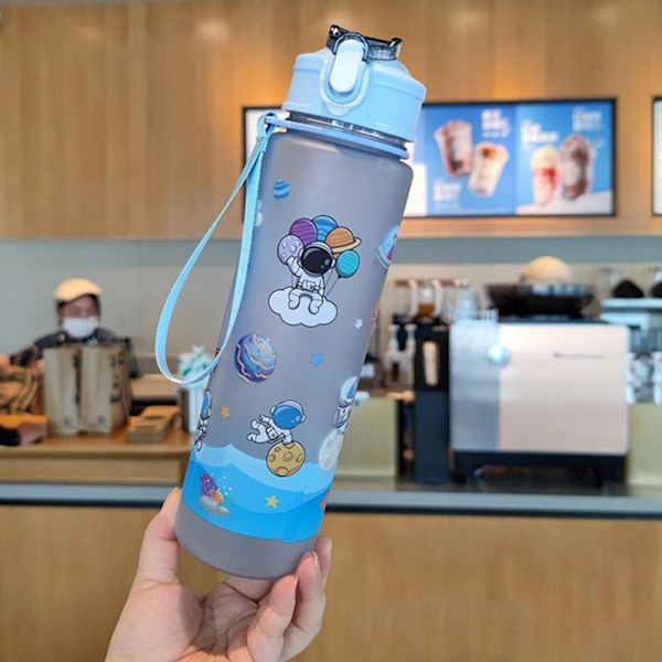 Sommar Tecknad Astronaut Frostat Vattenflaska Studsande Lock Sugrörskopp, 800ml I5 blue 800ml