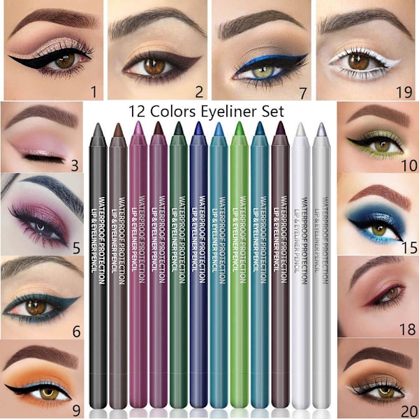 14 Färger Färgglad Eyeliner Penna Ögonpenna Gelpennor Långvarig  green 9g