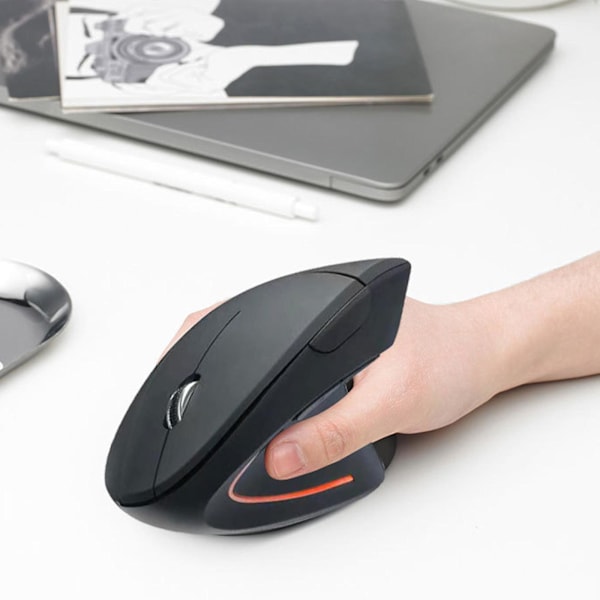 1x trådlös spelmus vertikal ergonomisk optisk möss för PC white without battery