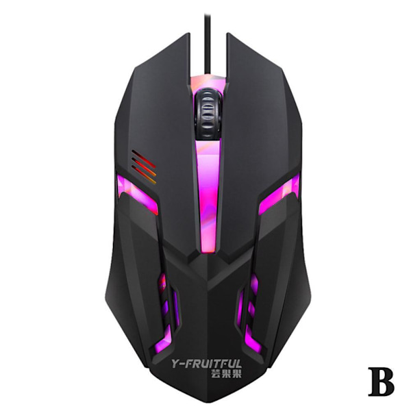 Gamingmus med 7-färgs LED-bakgrundsbelysning Ergonomisk USB-gamingmus W black One-size