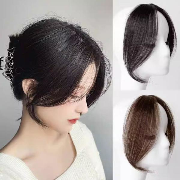 Falsk lugg, kvinnlig, naturlig, osynlig, luftig, sömlös patchperuk, båda sidor ∮ lightbrown 25cm