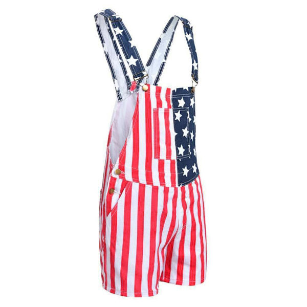 Amerikansk flagga tryckta shorts hängslen jumpsuits haklapp byxor avslappnad overall R0 för män as showL L