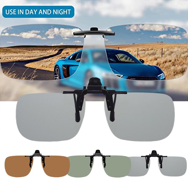 Clip-On Solglasögon Båglösa Flip Up Driving Glasögon Night Vision gray One-size