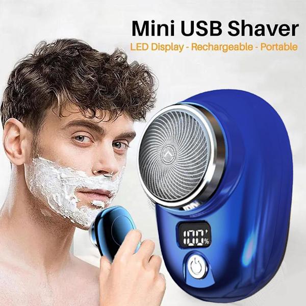 Bärbar Elektrisk Rakapparat Mini-Rakning för Män USB-Uppladdningsbar Rakapparat Rese-FIN Gradient Blue One-size