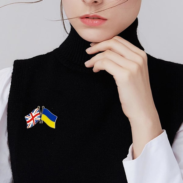 Ukraina Storbritannien Ukrainsk Brosch Vänskap Landsflagga Slagstift Pin Badge❉