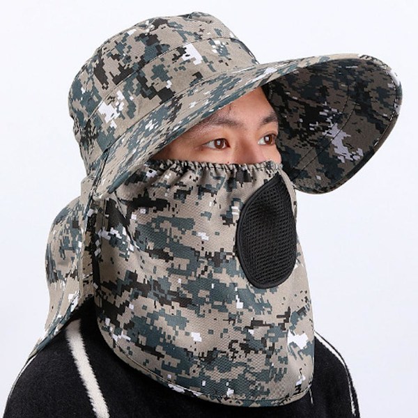 Anti-UV Arbetshatt Värme Frontskydd Ansikte Arméhatt Hel Hatt Utomhus Vandringshatt B4I6 C 1size