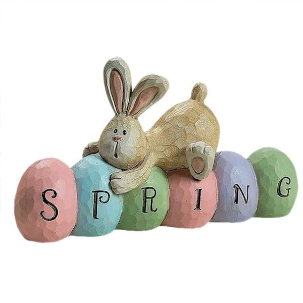 Glad Påsk Kanin Ägg Bordsdekoration Ornament Söt Staty Kanin Vår D3G7 White 1pcs