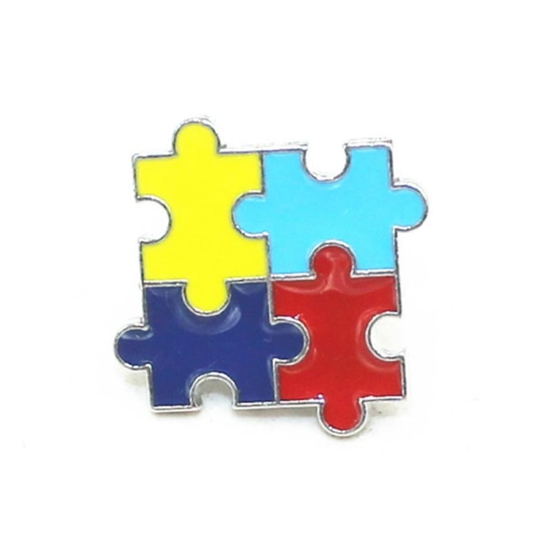 1x autisms Awareness Lapel Pin Emalj autisms Pusselbit Dam square one size