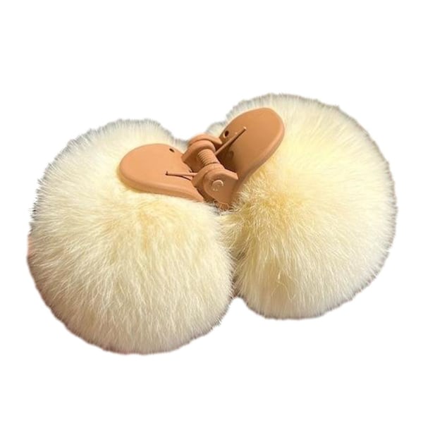 Plyschboll Hårklämma Höst Vinter Plysch Liten Klämma Kant Håraccessoar αψ beige one-size