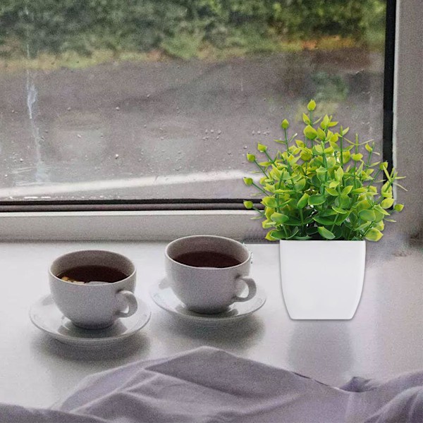 Konstgjorda blommor Fembladiga plommon Små krukväxter Kan Pla Milky white White basin