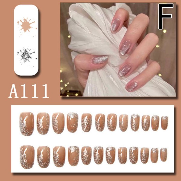 24ST Nail art med lim Pressa på naglar Nail Art Patch Fake Nail A111 one-size