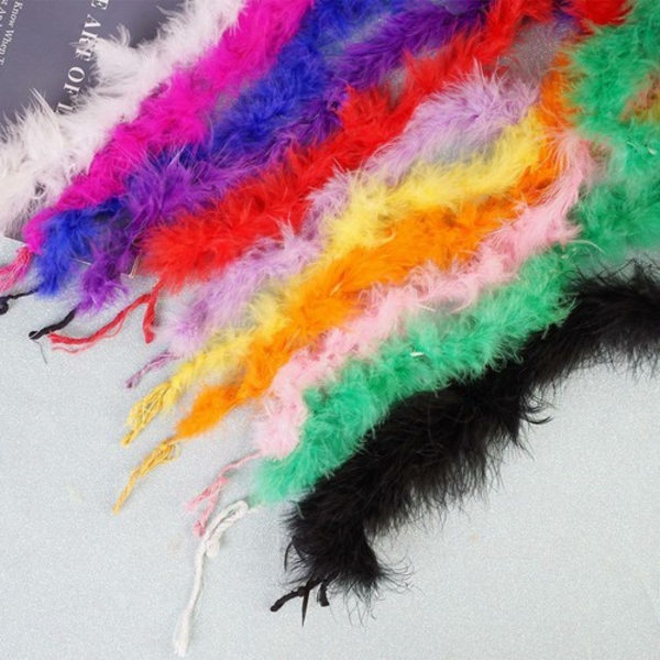 Kalkonfjäderremsa Fluffig Boa 2M Dam Party Bröllopsdekor DIY Hantverk. red one-size
