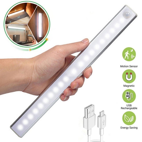 LED USB-undermonterad lampa med rörelsesensor Batterilampa Kökslampa 30cm white light One-size