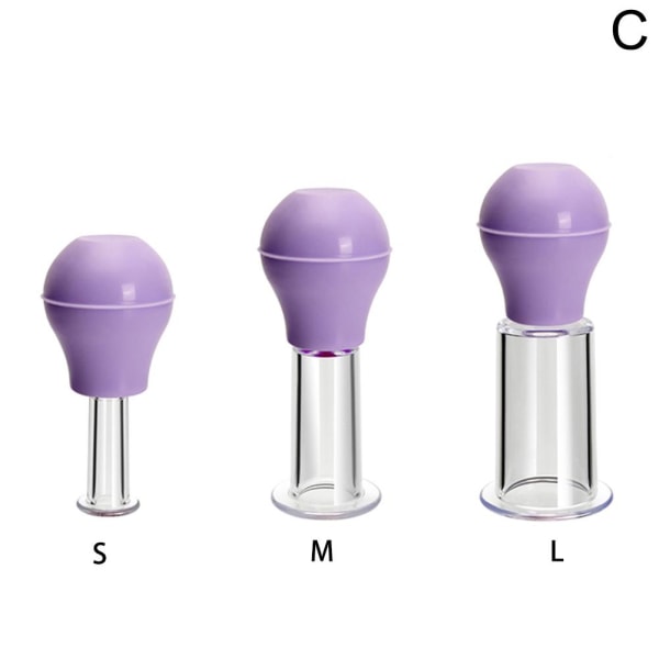 3 koppar Anti-cellulit ansiktsmassage koppar set glas silikon purple M