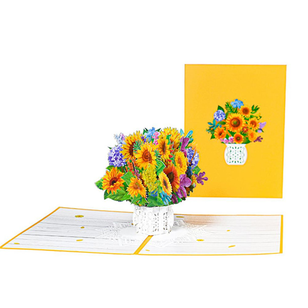 3D Pop Up Hälsning Mors Dag Kort Bukett Blommor Hälsning Ca Here's a hug 1pcs