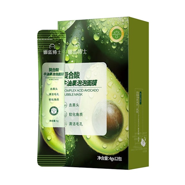 4g*12st Avokado Syra Skonsam Djuprengörande Bubbel Ansiktsmask L4V0 greenA 4g*12pcs