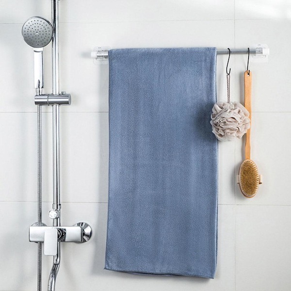 Självhäftande Gardinstång Väggfästen Krokar Justerbar Handdukshållare Badrum Hemfixering P9g2 white 2pcs