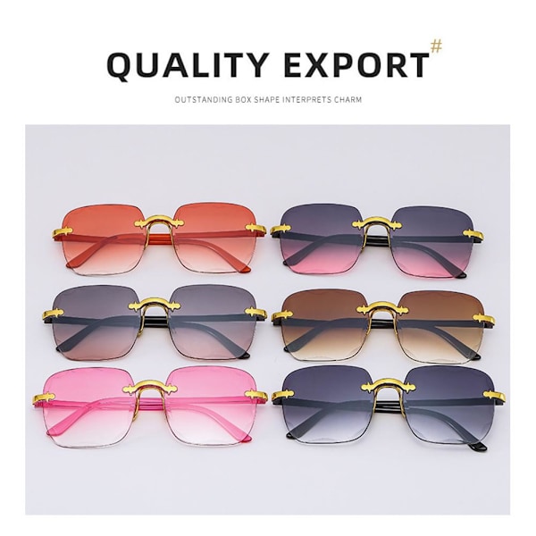 Nya Ramlösa Solglasögon med Skurna Kanter, Dam Solglasögon, Hög Definition, Lätta, UV-säkra N1u9 pink 1PC