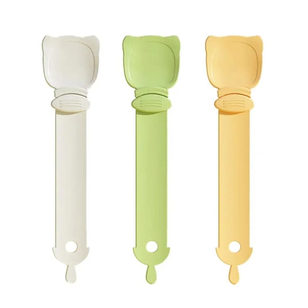 Kattsked för remsfoder Rengöringsbar Sked Lätt att Pressa Med Kortplats Förhindra Spill Squeezer Cereal Y7s6 white 1pcs