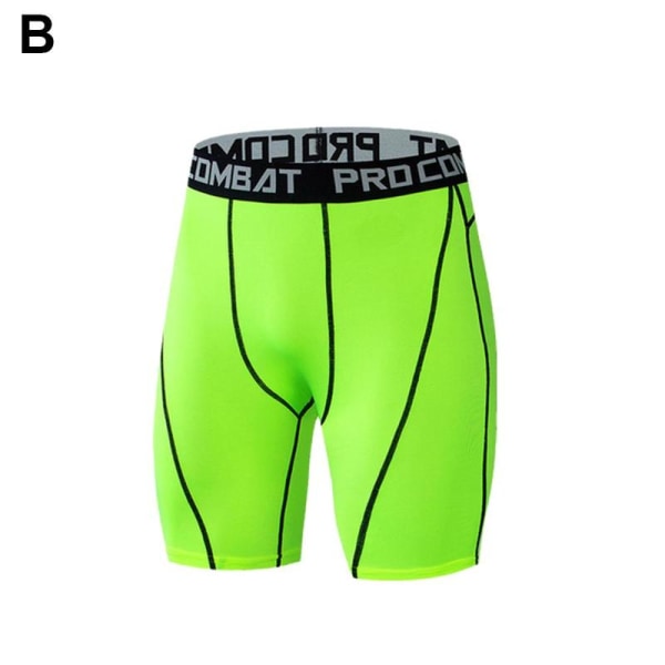 Kompressionsbyxor Sportshorts Elastiska män Snabbtorkande Breat green L