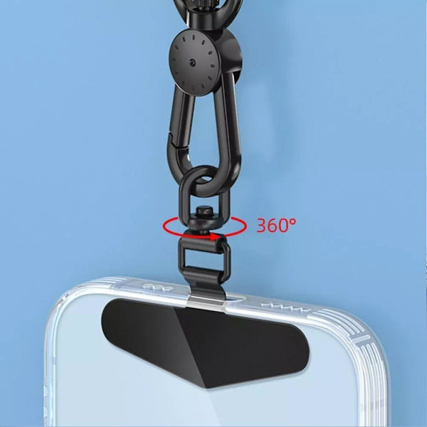 360° Roterbart Mobilskal Hängande Rep Fäst För Mobiltelefon Packning C7G7 black 1pcs