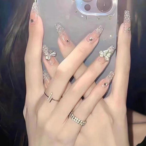 Sticker Press On Nails Nail Art Patch Fake Nails Flame Flase Nai 1 one-size