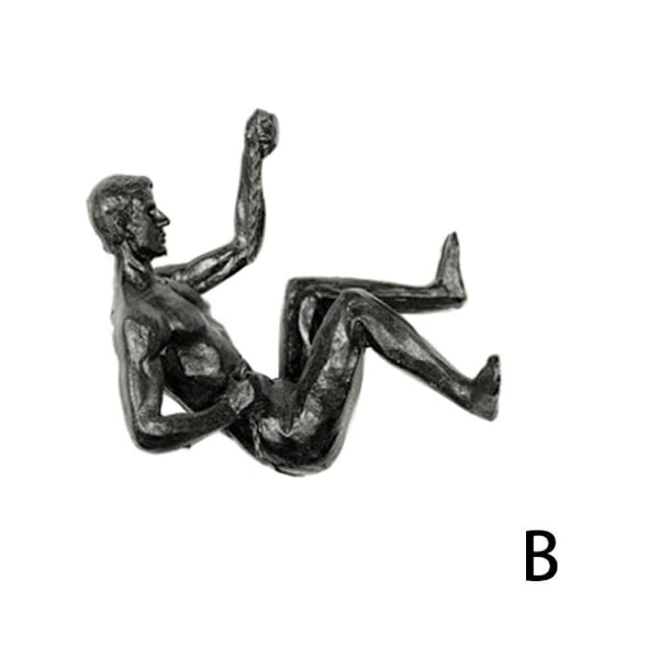 Kreativ Klättrande Man Resin Järntråd Vägg Hängande Figurer Scul Ny Y9 blackE 7*18cm