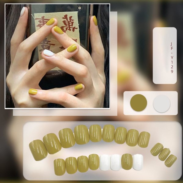 Female Makeup Fake Nails Set Kort False Nail Art Jelly Color Na JFY074 one-size