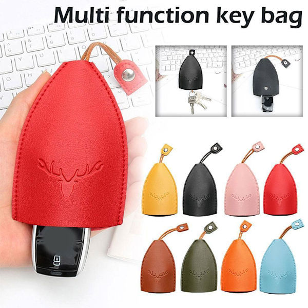 PU Läder Drag Ut Söt Stor Kapacitet Bilnyckelfodral AU Kreativ Nyckelring`- Christmas Red One-size