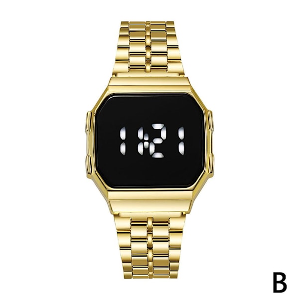 Pekskärm Klocka Skärmspegling Glas Vattentät Digital Klocka Mode Rostfritt Armbandsur A0M1 Silver One size