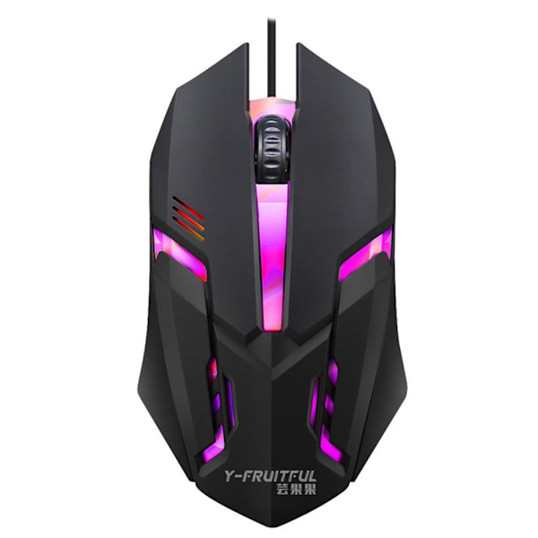 Gamingmus med 7-färgs LED-bakgrundsbelysning Ergonomisk USB-gamingmus W black One-size