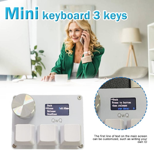 AYFFDIYI OSU O3C Snabbutlösande Hall-brytare Magnetiska Linjära Brytare Tangentbord med Vred och Skärm, Kopiera Klistra In, Genväg, Makro Hotswap Mini Ke whiteA one-size