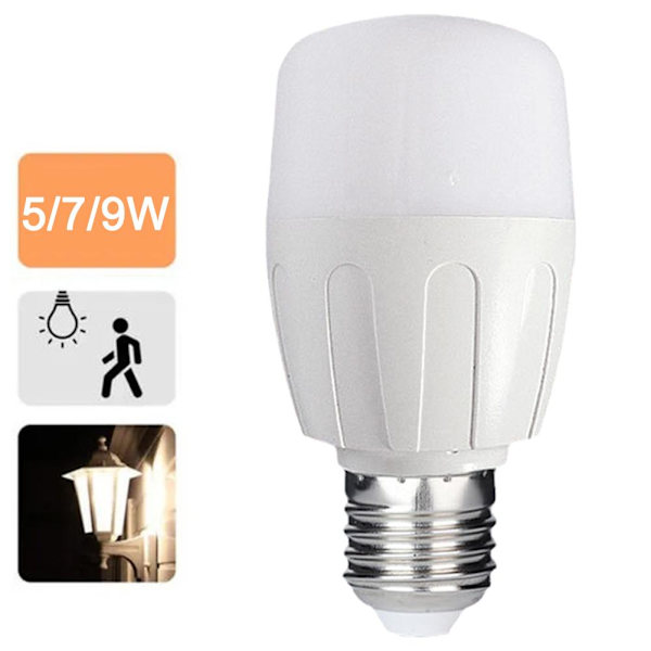 E27 Ljudradar Rörelsesensor LED Natt 5W 9W Vita Lampor Glödlampa USN 9w one-size