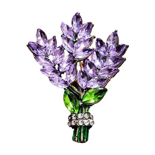 Vacker Kristall Lavendel Blomma Brosch Nål U7C4 purple+green ONE-SIZE