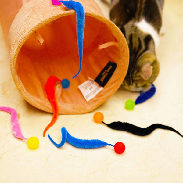 Studsboll för katt, Interaktiva kattleksaksbollar Studsboll med svans, Studsboll med svans Kattleksaker, Kattboll för Innekatter, Kattleksaksbollar, Ka pink 1pcs