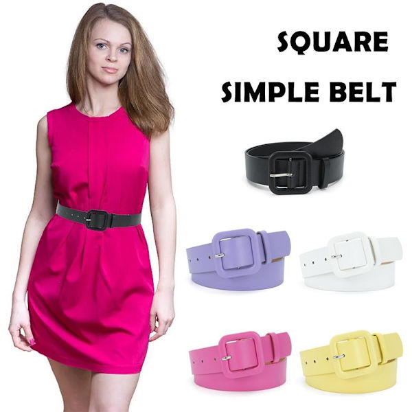 Läderbälte för kvinnor, godisfärg, avslappnat midjebälte, Tali-bälte, Pinggang-bälte, Wanita U7 yellow one size