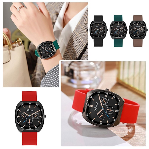 Lyxigt Silikonarmband Mode Dam Vattentät Klocka Unisex För Män Kvinnor Mode Koreansk O6f1 Red One size