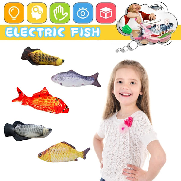 Elektrisk fiskleksak för barn som kan sjunga och hoppa, simulerad plysch elektrisk fiskleksak för J8T3 C one-size