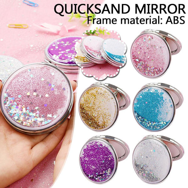 Förstorande Compact Travel Handheld Makeup Mirror Folding Cosmeti pink  round 
