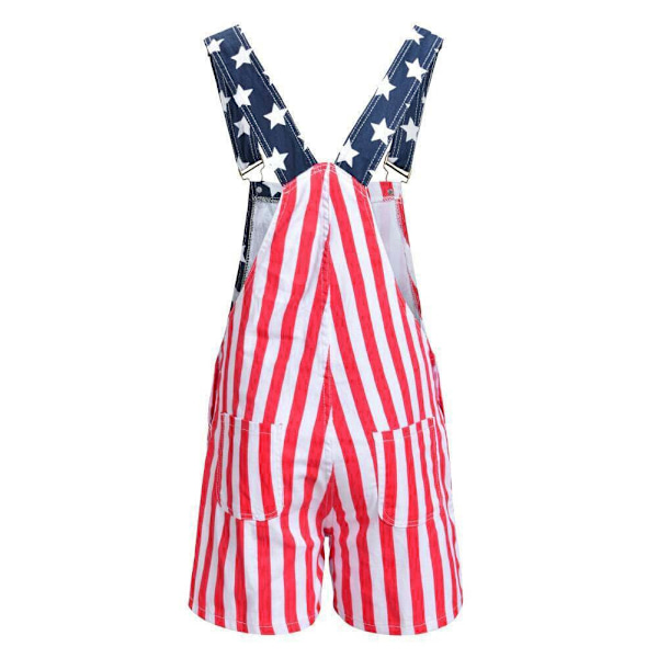 Amerikansk flagga tryckta shorts hängslen jumpsuits haklapp byxor avslappnad overall R0 för män as showL L