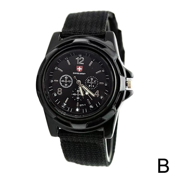 Casual Sport Quartz Klockor För Män Nylonband Hållbara Högvärdiga Klockor D0a6 Black One size