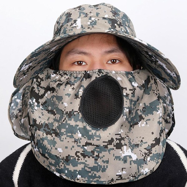 Anti-UV Arbetshatt Värme Frontskydd Ansikte Arméhatt Hel Hatt Utomhus Vandringshatt B4I6 C 1size