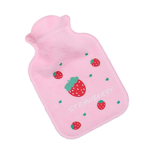 Mini Söt Vattenflaska i Gummi med Tecknat Motiv, Portabel Iskompress, Isvarm Påse och Varmkompress W5m5 Strawberries 1PC
