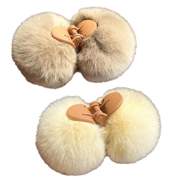 Plyschboll Hårklämma Höst Vinter Plysch Liten Klämma Kant Håraccessoar αψ beige one-size