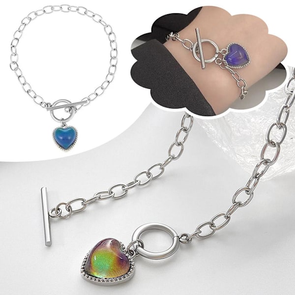 Färgskiftande Armband Kärleksform Kvinnor Flickor Smycken Parti Gåva Ny L7
