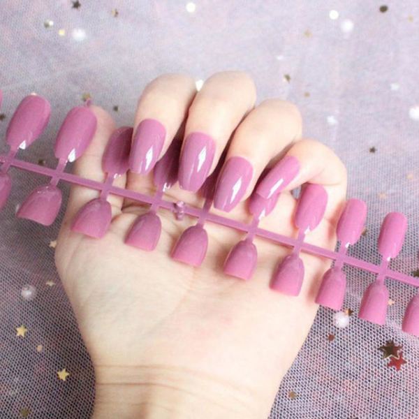 24 st Enfärgade Falska Nagelremsor Långa Balett Nagelremsor; Y9 24pcs