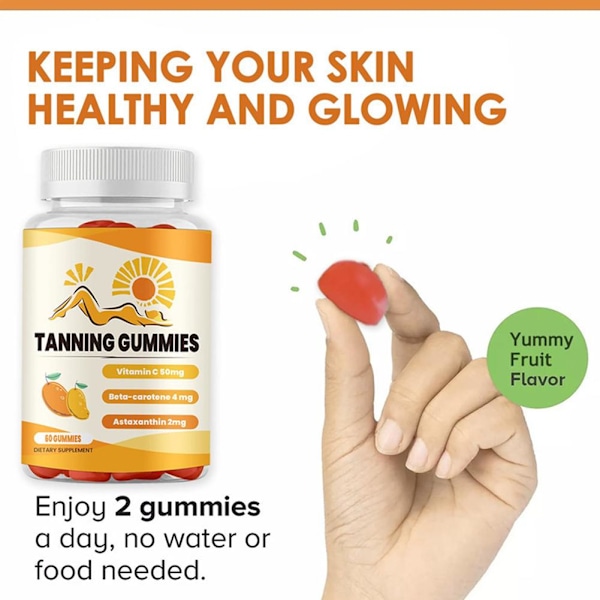 1-3X Bronze Bites Tanning Gummies Mango, 60 Gummies Super Tannin yellowA 60pcs 2pcs