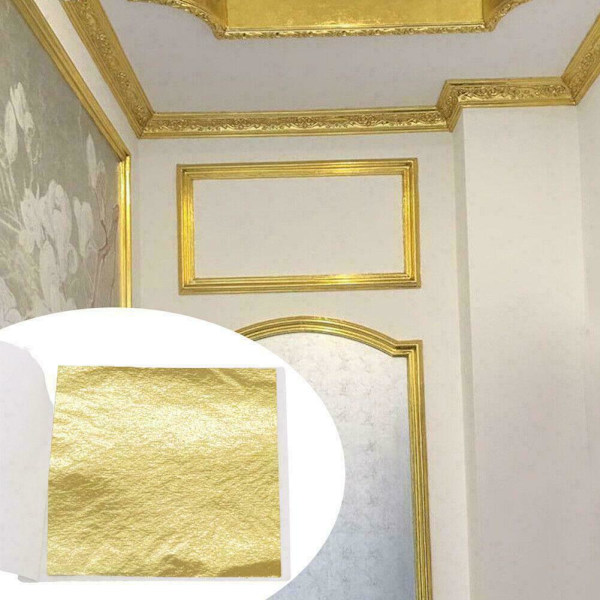 100 ark Dubbel Guld DIY Folieblad Papper Mat Tårta Förgyllning Ätbar TOP✨ B gold 100pcs