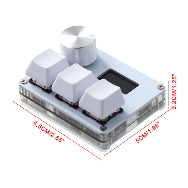 AYFFDIYI OSU O3C Snabbutlösande Hall-brytare Magnetiska Linjära Brytare Tangentbord med Vred och Skärm, Kopiera Klistra In, Genväg, Makro Hotswap Mini Ke whiteA one-size