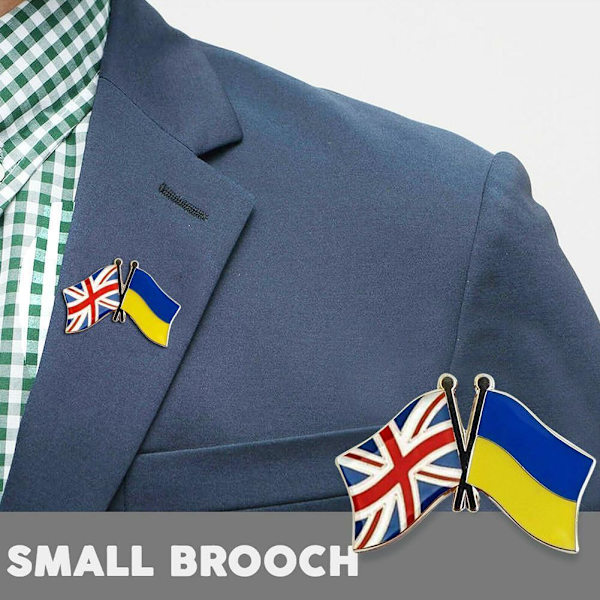 Ukraina Storbritannien Ukrainsk Brosch Vänskap Landsflagga Slagstift Pin Badge❉